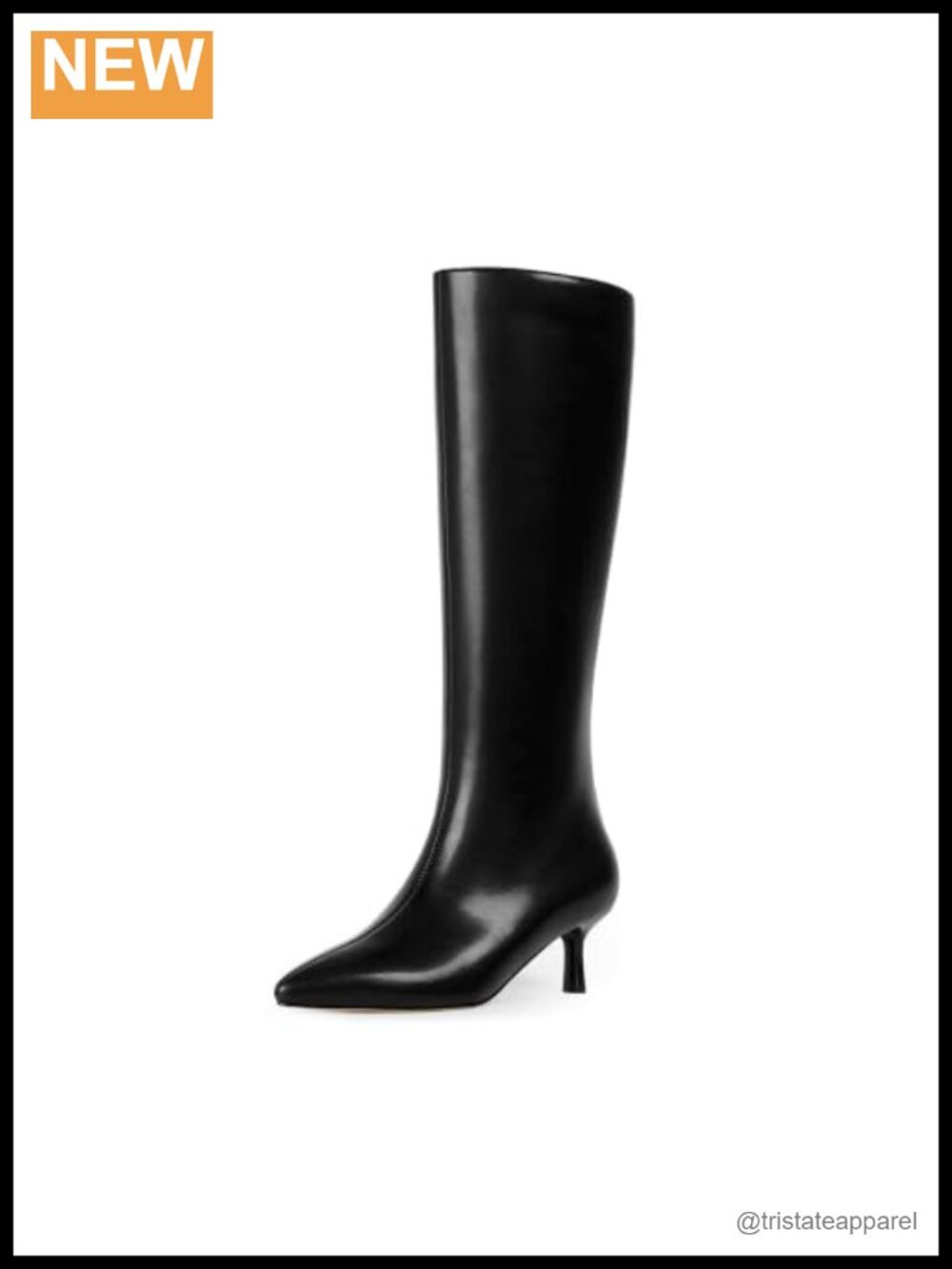 Faux Leather Knee High Boots Side Zipper Kitten Heels Pointed Toe Women